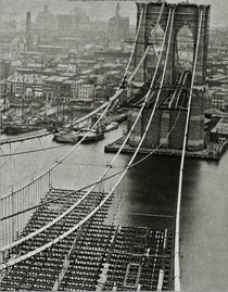 Brooklyn Bridge under construction s