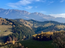 Bucegi Mountains captured from Transylvania Amphiteater Romania 