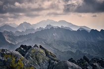 Calm before the storm View from Kriv peak National park High Tatras Slovakia 