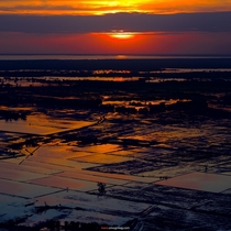 Cambodia sunset into Tonle Sap 