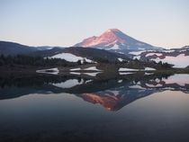 Camp Lake at sunrise in the Three Sisters Wilderness Oregon USA 