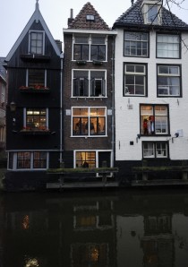 Canal-side houses in Alkmaar Netherlands 