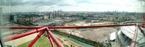 Canary Wharf and the London Bridge Quarter from the Arcelormittal Orbit tower in Olympic Park 