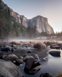 Captured Morning Mist from Yosemite Valley  Yosemite National Park California