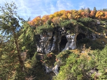 Caves hidden beneath the fall foliage Tyrol Austria 