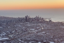Chicago after a spring snow storm  