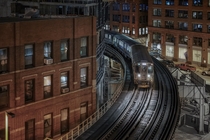 Chicago L Train At Night