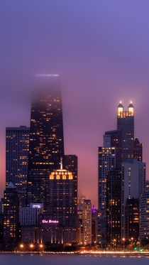 Chicago on a foggy evening
