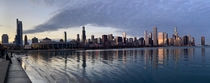 Chicago skyline Christmas Day 