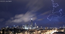 Chicago Skyline during a Lightning Storm from Little Italy 