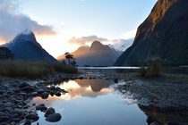 Chilly evening at Milford Sound New Zealand 