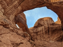 Close up of Double Arch at Arches National Park at UT 
