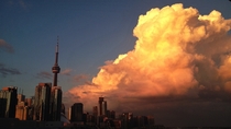 Clouds gather over Toronto at sunset 