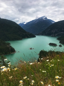 Cloudy day at Diablo Lake inside WAs North Cascades National Park  OC