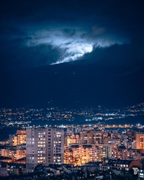 Cloudy night above Sofia 