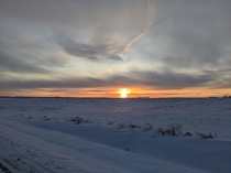Cold Alberta prairie sunset 