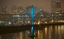 Color changing bridge Tilikum Crossing Video in comments - Portland OR 