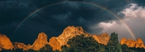 Colorado Springs CO - Garden of the Gods Rainbow Sunset OC - Panorama 