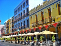 Colorful street in Puebla Mexico