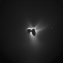 Comet PC-G captured March th  approximately km away silhouetted in front of the sun 