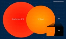 Comparison of our sun to some of the biggest known stars