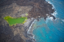 Contrasts in color Brackish pond and the Pacific Ocean at La Perouse on Maui 