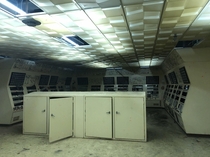 Control room of a nuclear waste processing facility
