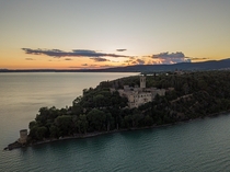 Coronavirus getaway - castle ruin on desert island in Italy 