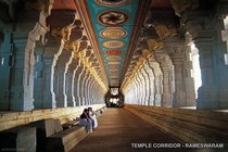 Corridor of Rameshwaram temple Tamil nadu India