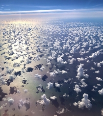 Cotton ball clouds seen from above