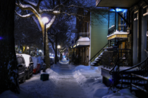Cozy Montreal Street in the Winter 