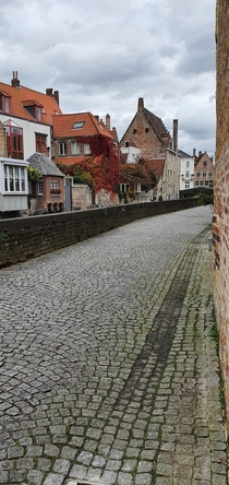 Cozy street in Bruges Belgium