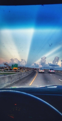 Crazy south Florida sky threw my dirty windshield