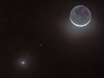 Crescent Moon Mars and Venus A planetary portrait taken tonight 
