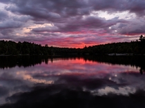 Crimson sunset Algonquin Park Canada 