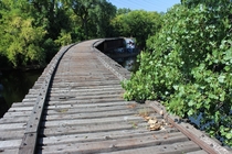Curving railroad bridge on Nicolette Island Minneapolis MN 