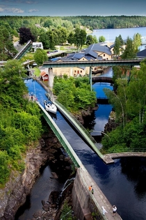 Dalsland Canal at Hverud Aqueduct Sweden 