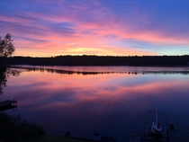 Dawn in the Berkshires Otis Reservoir MA am in summer no filter