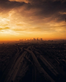 Dawn over Los Angeles California 
