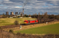 DB Schenker train hauling tanks near Eggborough power station England 