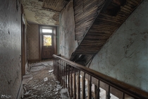 Decayed Staircase Inside an Abandoned House in Rural Ontario Canada 