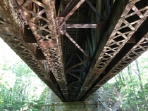 Deck Truss Railroad Bridge over the Blackstone River in Grafton MA Built in  