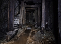 Deep underground in an abandoned s era gold mine 