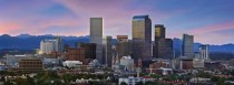 Denver in front of a Rocky Mountain sunset 