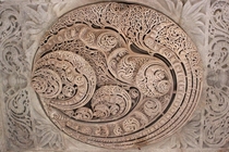 Depiction of Kalpavriksha a wish fulfilling divine tree on the ceiling of Ranakpur Jain Temple India Built  CE