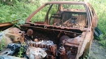 Derelict car in the woods behind my old school 