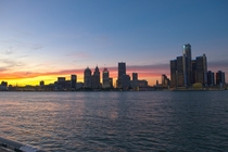 Detroit Skyline at Sunset 