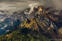 Dolomite mountains in morning light by Hans Kruse 