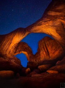 Double Arch Under the Stars  Arches Natl Park Utah 