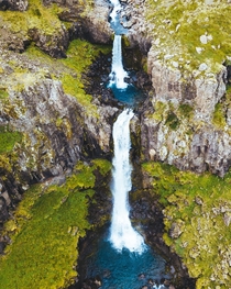 Double waterfall in Iceland 